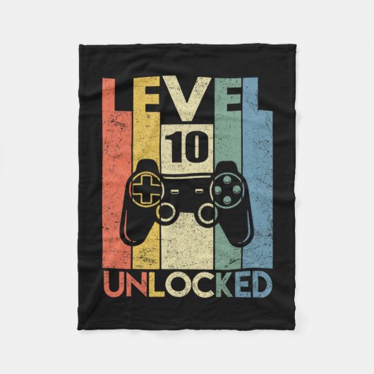 Level 10 Ontgrendeld Grappige Videospeler 10e Verj Fleece Deken (Voorkant)