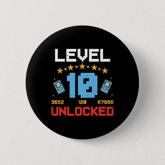 Level 10 Ontgrendeld Kinderen 10e Verjaardag Vinta Ronde Button 5,7 Cm (Voorkant)