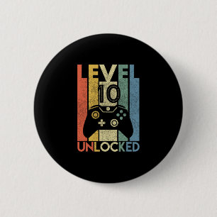 Level 10 Ontgrendeld Shirt Funny Videospeler 10e V Ronde Button 5,7 Cm