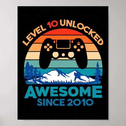 Level 10 Ontgrendeld Verjaardag 10 Jaar Oud Geweld Poster (Voorkant)