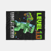 Level 10 Ontgrendeld - Verjaardagsjongen Pixel Gam Fleece Deken (Voorkant (Horizontaal))