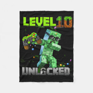 Level 10 Ontgrendeld - Verjaardagsjongen Pixel Gam Fleece Deken