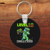 Level 10 Ontgrendeld - Verjaardagsjongen Pixel Gam Sleutelhanger (Voorkant)