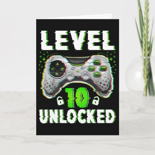 Level 10 Ontgrendeld Videospel 10 Jaar Oude Jongen Kaart (Voorkant)