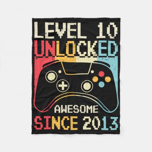 Level 10 Ontgrendeld Videospel 10e Verjaardag Game Fleece Deken (Voorkant)