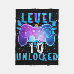 Level 10 Ontgrendeld Videospel 10e Verjaardag Game Fleece Deken