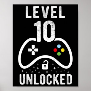 Level 10 Ontgrendeld Videospel 10e Verjaardagscade Poster