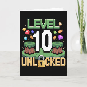 Level 10 Ontgrendelde Spellen 10e Verjaardag Gamer Kaart