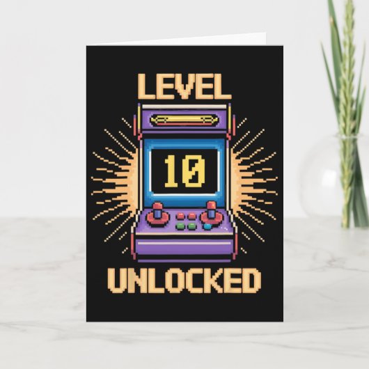 Level 10 Unlock Verjaardagsgamer 10 jaar oude vide Kaart (Voorkant)