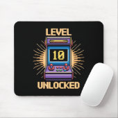 Level 10 Unlock Verjaardagsgamer 10 jaar oude vide Muismat (Met muis)
