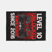 Level 10 Unlocked 10 Year Old Boys 10th Birthday B Fleece Deken (Voorkant (Horizontaal))