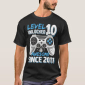 Level 10 Unlocked Awesome 2011 Video Game 10th Bir T-shirt (Voorkant)