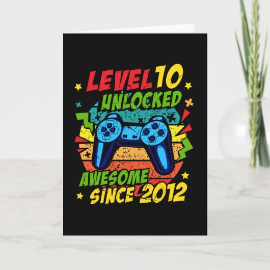 Level 10 Unlocked Awesome 2012 Game 10th Birthday Kaart (Voorkant)