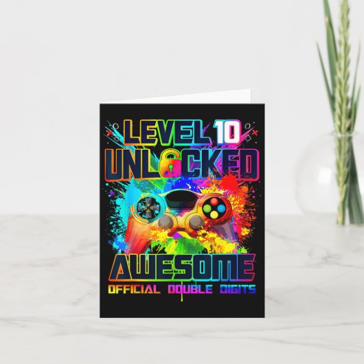 Level 10 Unlocked Awesome Gaming Birthday Boy 10th Kaart (Voorkant)