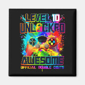 Level 10 Unlocked Awesome Gaming Birthday Boy 10th Magneet (Voorkant)
