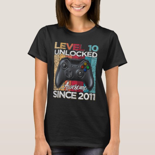 Level 10 Unlocked Awesome Since 2011 10th Birthday T-shirt (Voorkant)