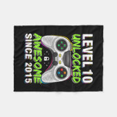 Level 10 Unlocked Awesome Since 2015 10th Birthday Fleece Deken (Voorkant (Horizontaal))