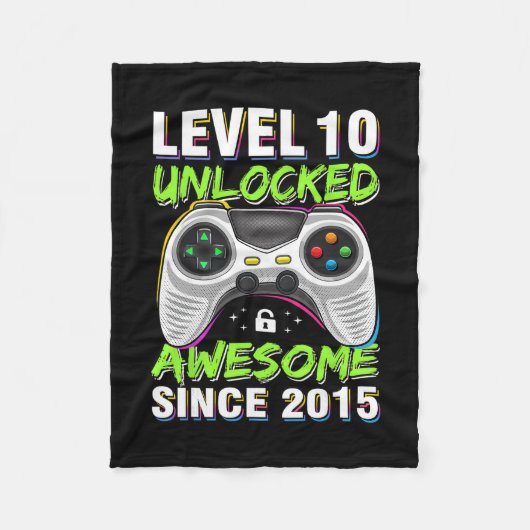 Level 10 Unlocked Awesome Since 2015 10th Birthday Fleece Deken (Voorkant)