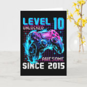 Level 10 Unlocked Awesome Since 2015 10th Birthday Kaart (Gele Bloem)