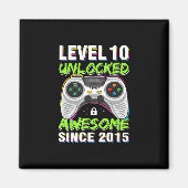 Level 10 Unlocked Awesome Since 2015 10th Birthday Magneet (Voorkant)