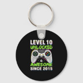 Level 10 Unlocked Awesome Since 2015 10th Birthday Sleutelhanger (Voorkant)