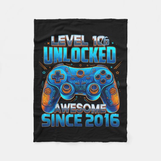 Level 10 Unlocked Awesome Since 2016 10th Birthday Fleece Deken (Voorkant)