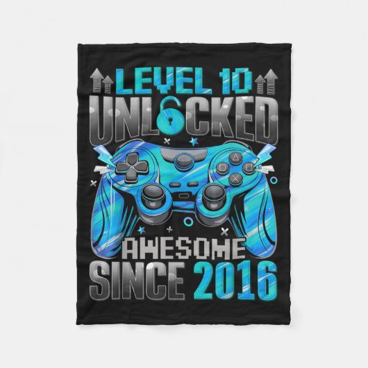 Level 10 Unlocked Awesome Since 2016 10th Birthday Fleece Deken (Voorkant)