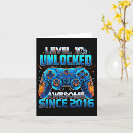 Level 10 Unlocked Awesome Since 2016 10th Birthday Kaart (Gele Bloem)
