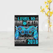 Level 10 Unlocked Awesome Since 2016 10th Birthday Kaart (Gele Bloem)