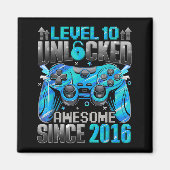 Level 10 Unlocked Awesome Since 2016 10th Birthday Magneet (Voorkant)
