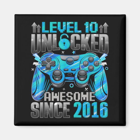 Level 10 Unlocked Awesome Since 2016 10th Birthday Magneet (Voorkant)