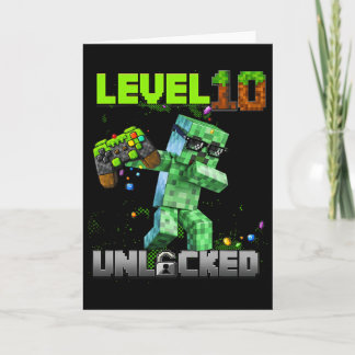Level 10 Unlocked - Birthday Boy Pixel Gamer 10th  Kaart
