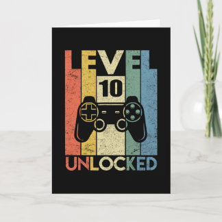 Level 10 Unlocked Funny Video Gamer 10th Birthday Kaart
