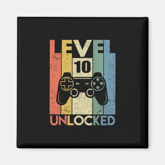 Level 10 Unlocked Funny Video Gamer 10th Birthday  Magneet (Voorkant)