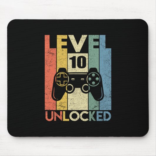 Level 10 Unlocked Funny Video Gamer 10th Birthday Muismat (Voorkant)