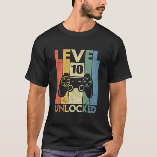 Level 10 Unlocked Funny Video Gamer 10th Birthday T-shirt (Voorkant)