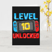 Level 10 Unlocked Gamer 10th Birthday Gift Video G Kaart (Gele Bloem)