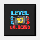 Level 10 Unlocked Gamer 10th Birthday Gift Video G Magneet (Voorkant)