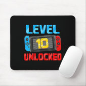 Level 10 Unlocked Gamer 10th Birthday Gift Video G Muismat (Met muis)