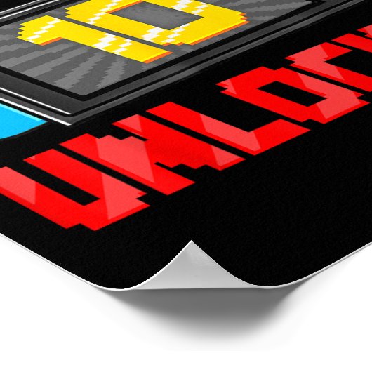 Level 10 Unlocked Gamer 10th Birthday Gift Video G Poster (Hoek)