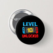 Level 10 Unlocked Gamer 10th Birthday Gift Video G Ronde Button 5,7 Cm (Voorkant /achterkant)