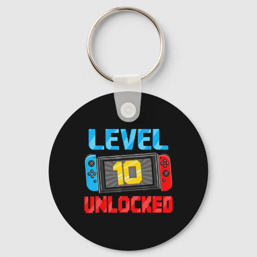 Level 10 Unlocked Gamer 10th Birthday Gift Video G Sleutelhanger (Voorkant)