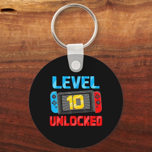 Level 10 Unlocked Gamer 10th Birthday Gift Video G Sleutelhanger (Voorkant)