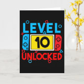 Level 10 Unlocked Gamer 10th Birthday Video Game B Kaart (Gele Bloem)