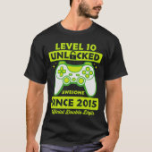 Level 10 Unlocked Geweldige 2015 10th Birthday Boy T-shirt (Voorkant)
