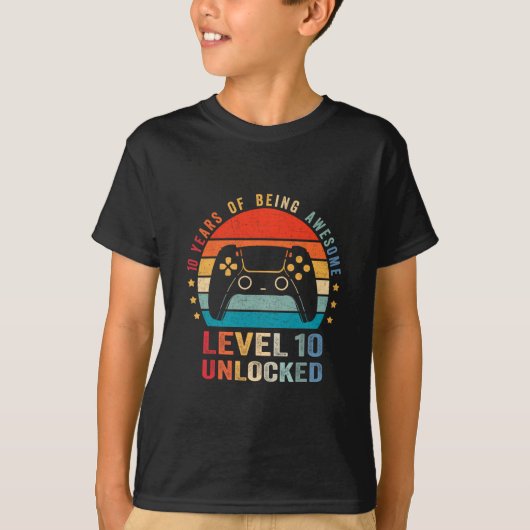 Level 10 Unlocked Shirt Funny Video Gamer 10th Bir (Voorkant)