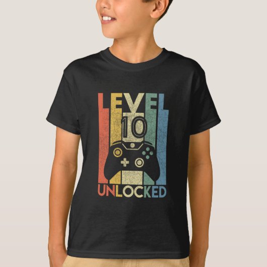 Level 10 Unlocked Shirt Funny Video Gamer 10th Bir (Voorkant)