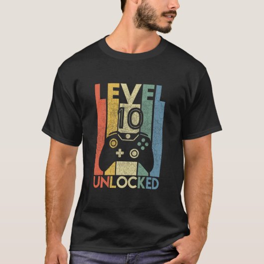 Level 10 Unlocked Shirt Funny Video Gamer 10th Bir (Voorkant)