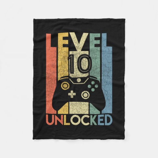 Level 10 Unlocked Shirt Funny Video Gamer 10th Bir Fleece Deken (Voorkant)