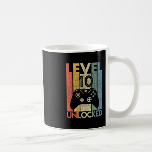 Level 10 Unlocked Shirt Funny Video Gamer 10th Bir Koffiemok (Rechts)
